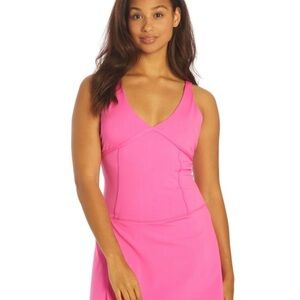 Vibrant Pink V-Neck Dress